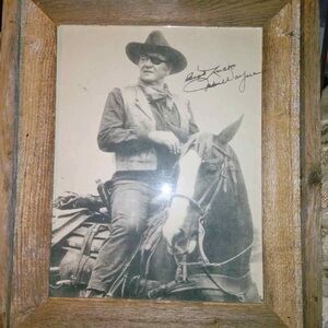 Vintage John Wayne attributed Autograph Photo Framed Display